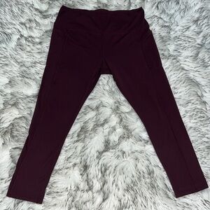 NWOT Danskin Maroon Wine Colored High Rise Brushed Leggings XL